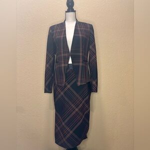 7th Avenue Design Studio Stylish Plaid Blazer and Skirt Set